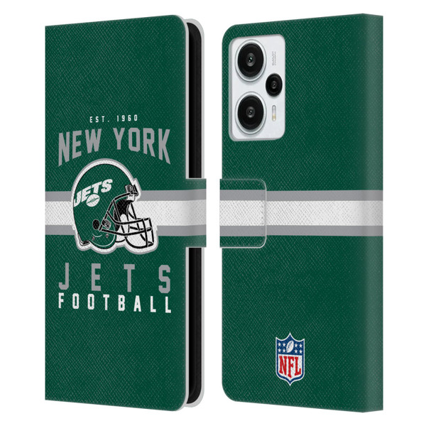 NFL New York Jets Graphics Helmet Typography Leather Book Wallet Case Cover For Xiaomi Redmi Note 12T