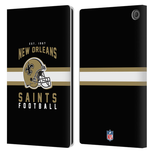 NFL New Orleans Saints Graphics Helmet Typography Leather Book Wallet Case Cover For Amazon Fire Max 11 2023