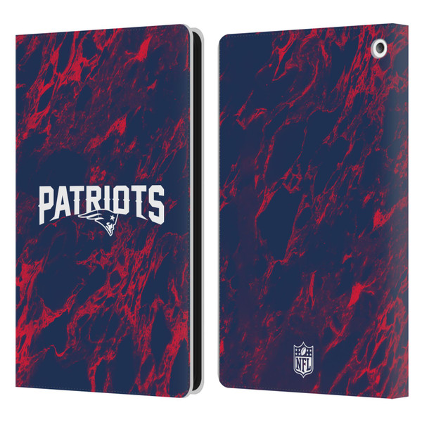 NFL New England Patriots Graphics Coloured Marble Leather Book Wallet Case Cover For Amazon Fire HD 8/Fire HD 8 Plus 2020