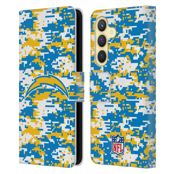 NFL Los Angeles Chargers Graphics Digital Camouflage Leather Book Wallet Case Cover For Samsung Galaxy S24 5G