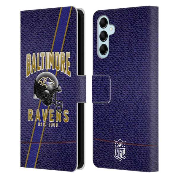 NFL Baltimore Ravens Logo Art Football Stripes Leather Book Wallet Case Cover For Samsung Galaxy M14 5G