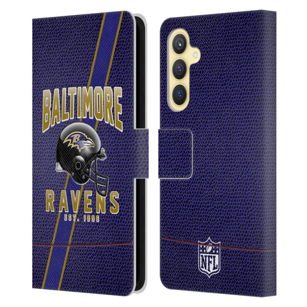 NFL Baltimore Ravens Logo Art Football Stripes Leather Book Wallet Case Cover For Samsung Galaxy S23 FE 5G