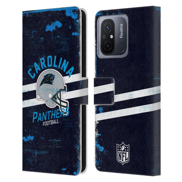 NFL Carolina Panthers Logo Art Helmet Distressed Leather Book Wallet Case Cover For Xiaomi Redmi 12C