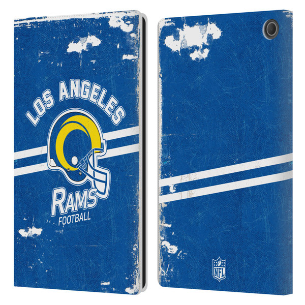 NFL Los Angeles Rams Logo Art Helmet Distressed Look 100th Leather Book Wallet Case Cover For Amazon Fire Max 11 2023