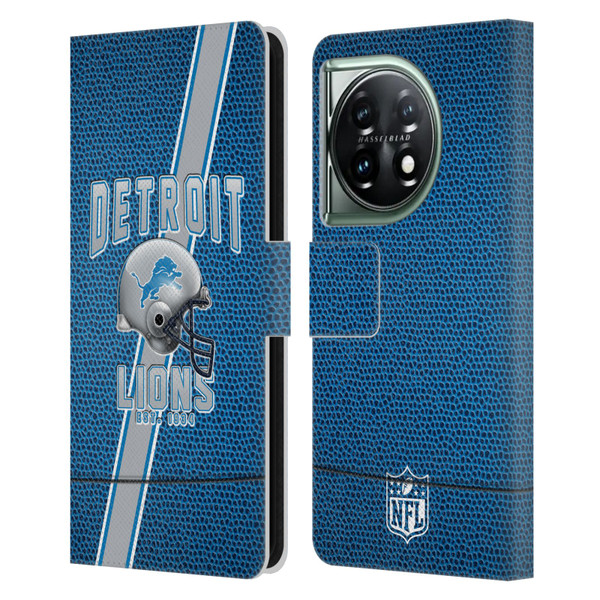 NFL Detroit Lions Logo Art Football Stripes Leather Book Wallet Case Cover For OnePlus 11 5G