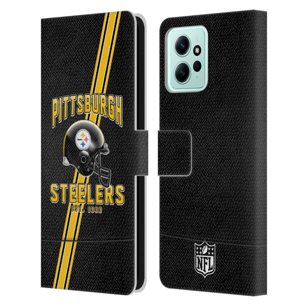 NFL Pittsburgh Steelers Logo Art Football Stripes Leather Book Wallet Case Cover For Xiaomi Redmi 12