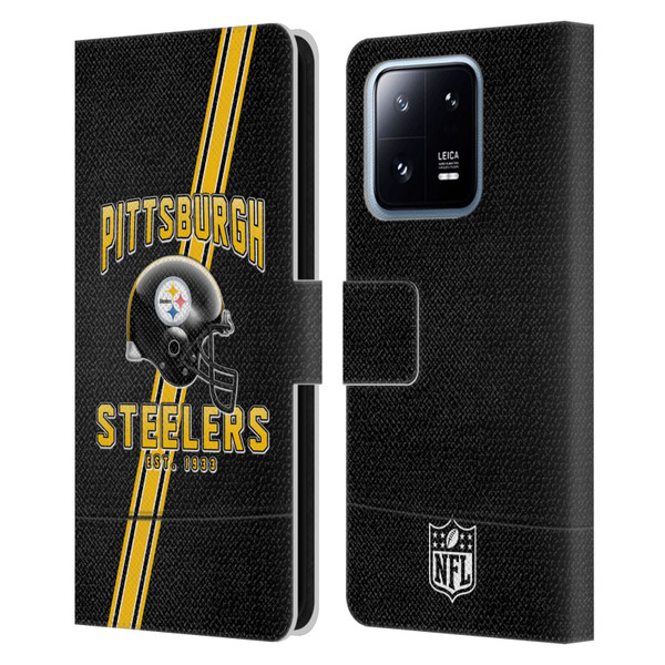 NFL Pittsburgh Steelers Logo Art Football Stripes Leather Book Wallet Case Cover For Xiaomi 13 Pro 5G