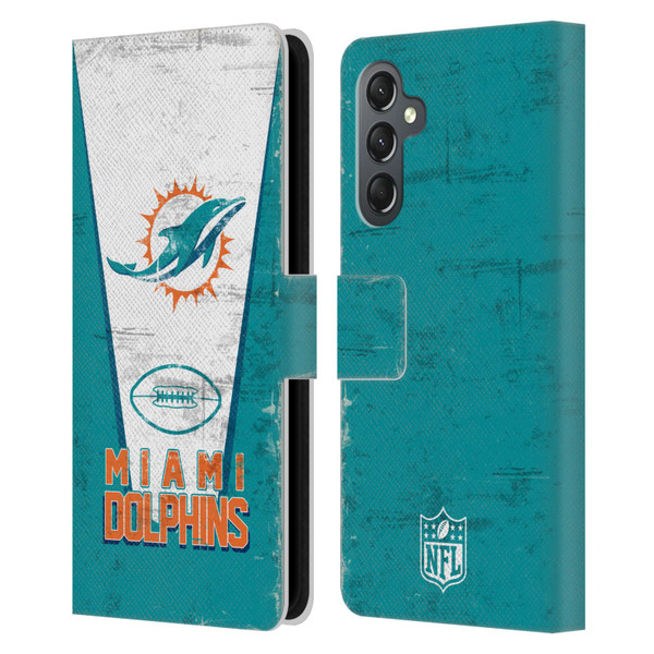 NFL Miami Dolphins Logo Art Banner Leather Book Wallet Case Cover For Samsung Galaxy A25 5G