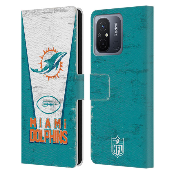 NFL Miami Dolphins Logo Art Banner Leather Book Wallet Case Cover For Xiaomi Redmi 12C