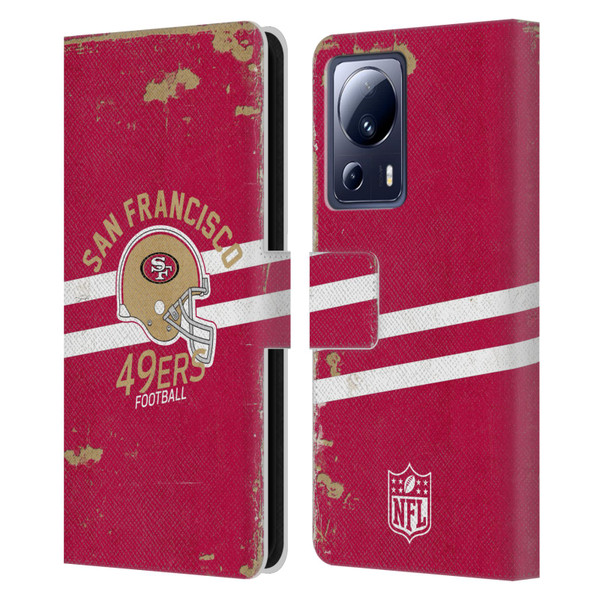 NFL San Francisco 49ers Logo Art Helmet Distressed Leather Book Wallet Case Cover For Xiaomi 13 Lite 5G
