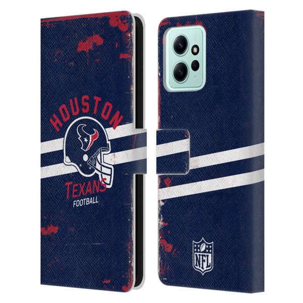 NFL Houston Texans Logo Art Helmet Distressed Leather Book Wallet Case Cover For Xiaomi Redmi 12