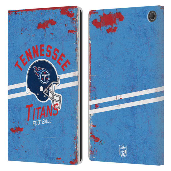 NFL Tennessee Titans Logo Art Helmet Distressed Leather Book Wallet Case Cover For Amazon Fire Max 11 2023