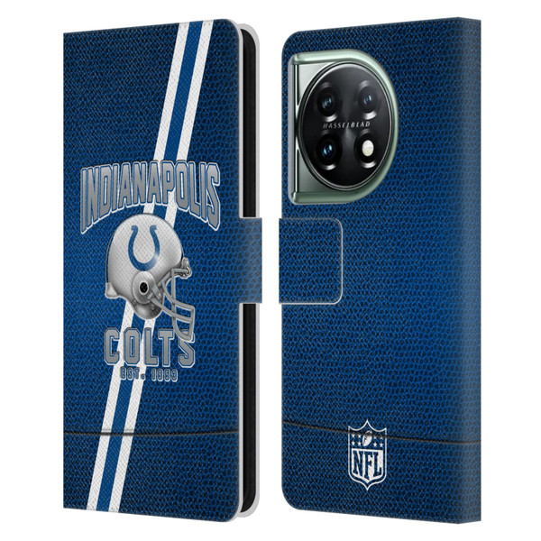 NFL Indianapolis Colts Logo Art Football Stripes Leather Book Wallet Case Cover For OnePlus 11 5G