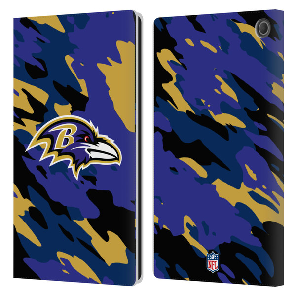 NFL Baltimore Ravens Logo Camou Leather Book Wallet Case Cover For Amazon Fire Max 11 2023