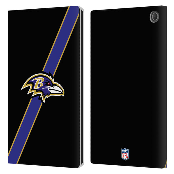 NFL Baltimore Ravens Logo Stripes Leather Book Wallet Case Cover For Amazon Fire Max 11 2023