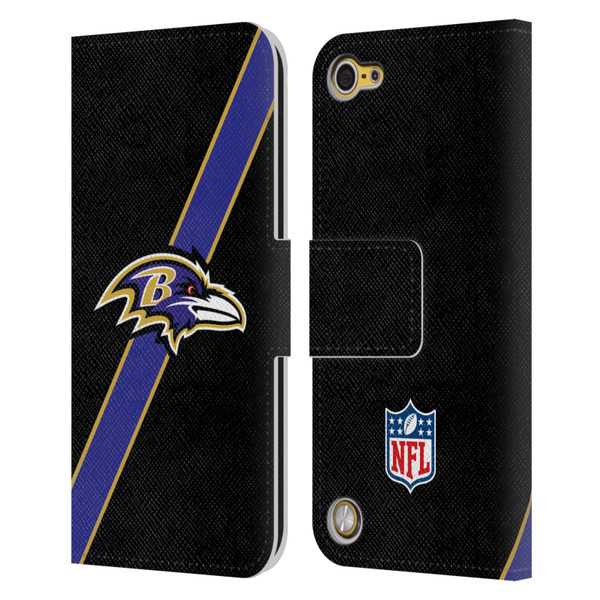 NFL Baltimore Ravens Logo Stripes Leather Book Wallet Case Cover For Apple iPod Touch 5G 5th Gen