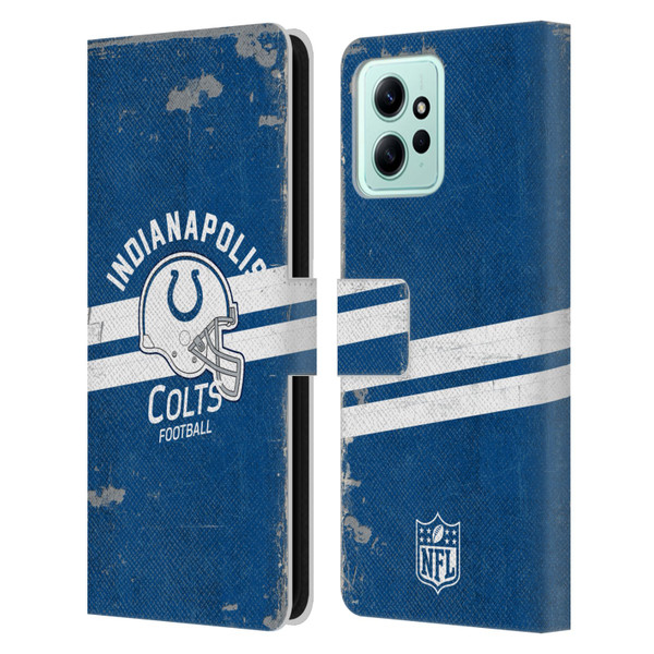 NFL Indianapolis Colts Logo Art Helmet Distressed Leather Book Wallet Case Cover For Xiaomi Redmi 12