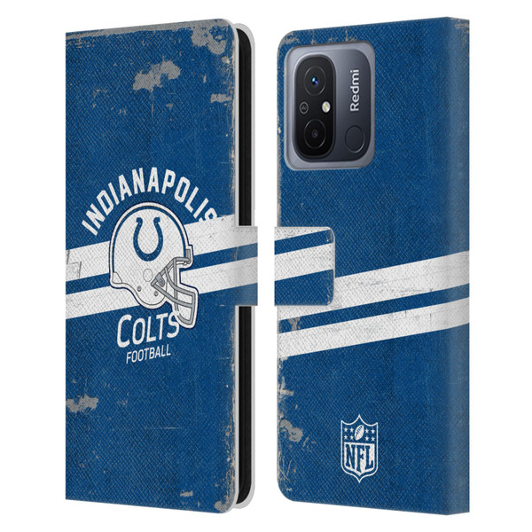 NFL Indianapolis Colts Logo Art Helmet Distressed Leather Book Wallet Case Cover For Xiaomi Redmi 12C