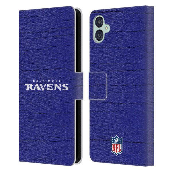 NFL Baltimore Ravens Logo Distressed Look Leather Book Wallet Case Cover For Samsung Galaxy M04 5G / A04e