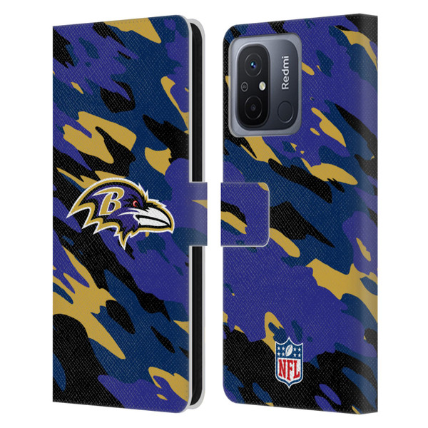NFL Baltimore Ravens Logo Camou Leather Book Wallet Case Cover For Xiaomi Redmi 12C