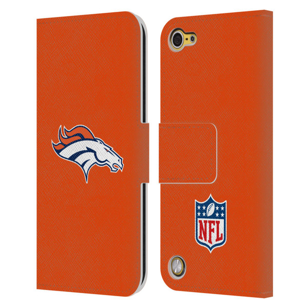 NFL Denver Broncos Logo Plain Leather Book Wallet Case Cover For Apple iPod Touch 5G 5th Gen