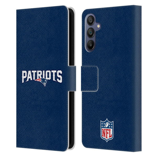 NFL New England Patriots Logo Plain Leather Book Wallet Case Cover For Samsung Galaxy A15