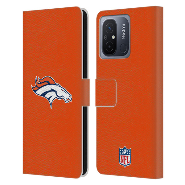NFL Denver Broncos Logo Plain Leather Book Wallet Case Cover For Xiaomi Redmi 12C