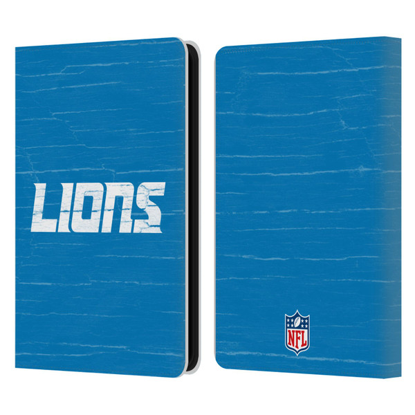 NFL Detroit Lions Logo Distressed Look Leather Book Wallet Case Cover For Amazon Kindle 11th Gen 6in 2022