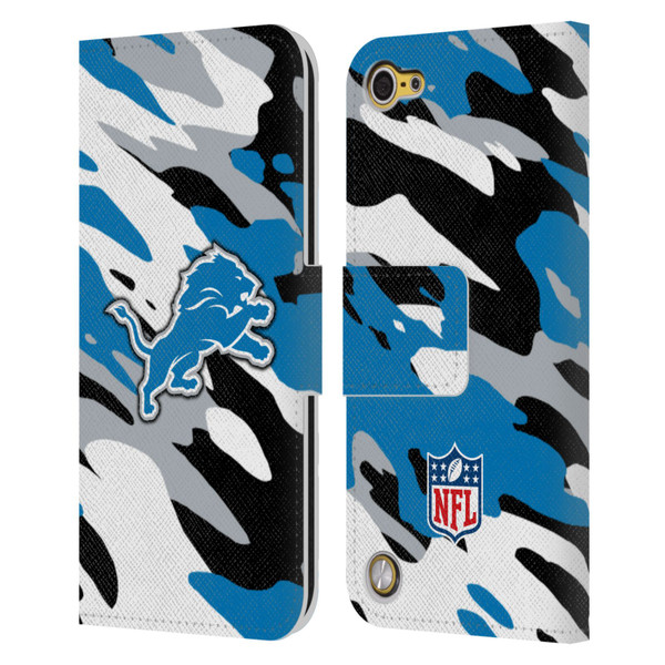 NFL Detroit Lions Logo Camou Leather Book Wallet Case Cover For Apple iPod Touch 5G 5th Gen