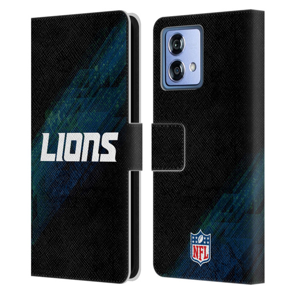 NFL Detroit Lions Logo Blur Leather Book Wallet Case Cover For Motorola Moto G84 5G