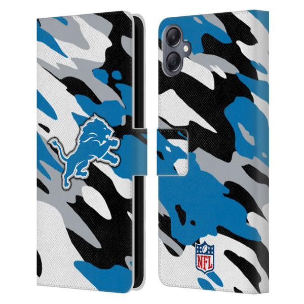 NFL Detroit Lions Logo Camou Leather Book Wallet Case Cover For Samsung Galaxy A05