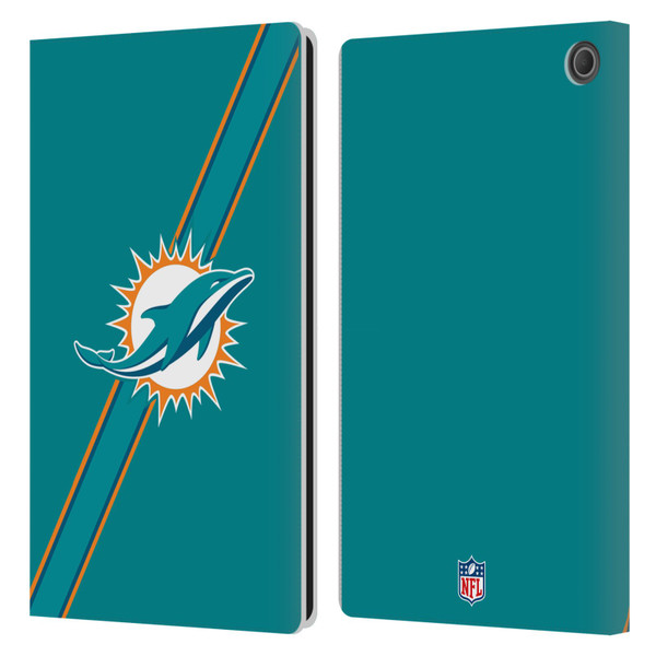 NFL Miami Dolphins Logo Stripes Leather Book Wallet Case Cover For Amazon Fire Max 11 2023