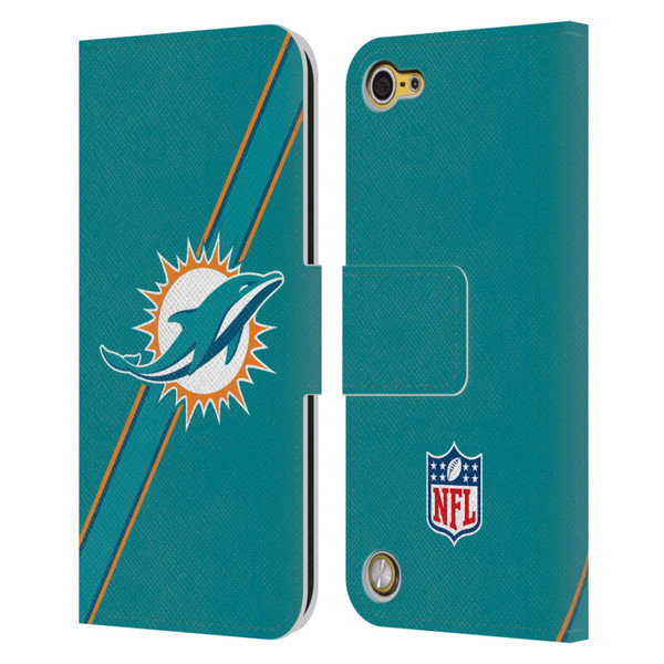 NFL Miami Dolphins Logo Stripes Leather Book Wallet Case Cover For Apple iPod Touch 5G 5th Gen