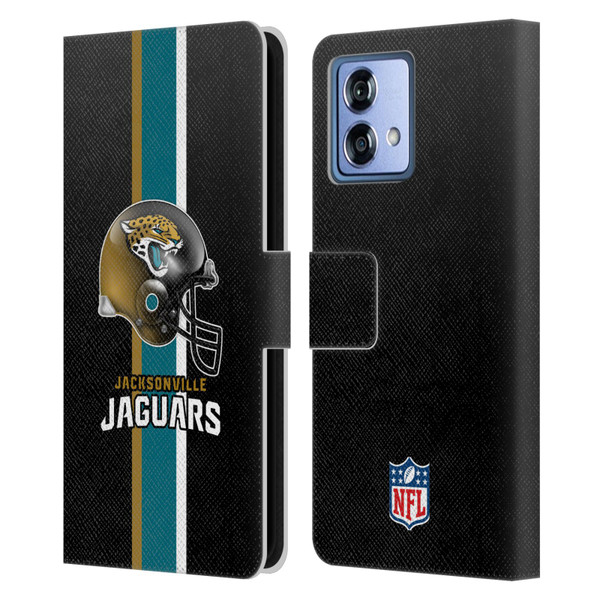 NFL Jacksonville Jaguars Logo Helmet Leather Book Wallet Case Cover For Motorola Moto G84 5G