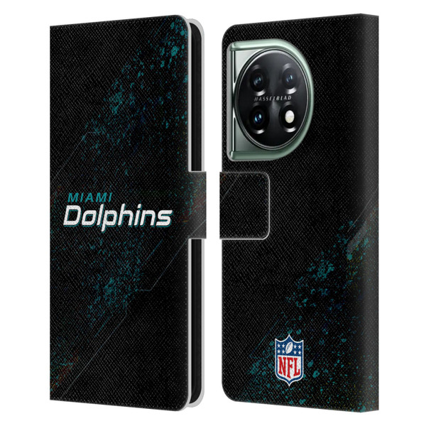 NFL Miami Dolphins Logo Blur Leather Book Wallet Case Cover For OnePlus 11 5G