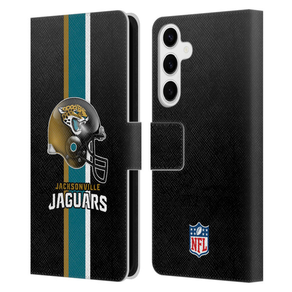 NFL Jacksonville Jaguars Logo Helmet Leather Book Wallet Case Cover For Samsung Galaxy S24+ 5G