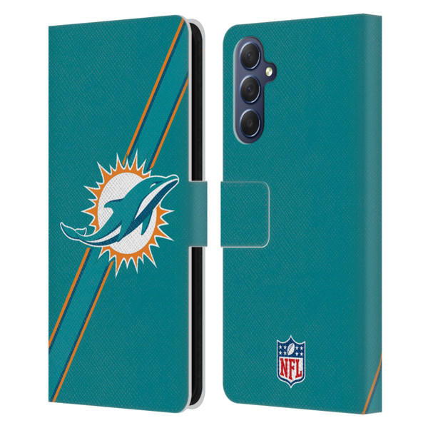 NFL Miami Dolphins Logo Stripes Leather Book Wallet Case Cover For Samsung Galaxy M54 5G