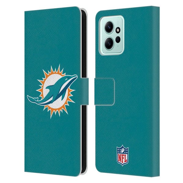 NFL Miami Dolphins Logo Plain Leather Book Wallet Case Cover For Xiaomi Redmi 12