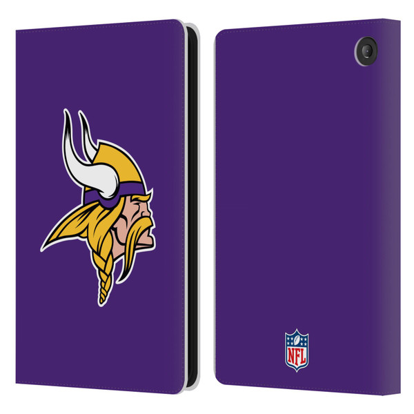 NFL Minnesota Vikings Logo Plain Leather Book Wallet Case Cover For Amazon Fire 7 2022