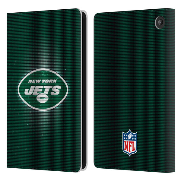 NFL New York Jets Artwork LED Leather Book Wallet Case Cover For Amazon Fire 7 2022