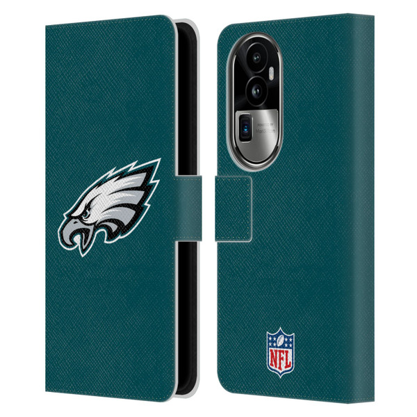 NFL Philadelphia Eagles Logo Plain Leather Book Wallet Case Cover For OPPO Reno10 Pro+
