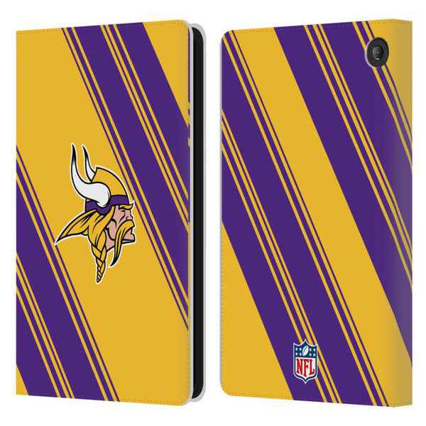 NFL Minnesota Vikings Artwork Stripes Leather Book Wallet Case Cover For Amazon Fire 7 2022