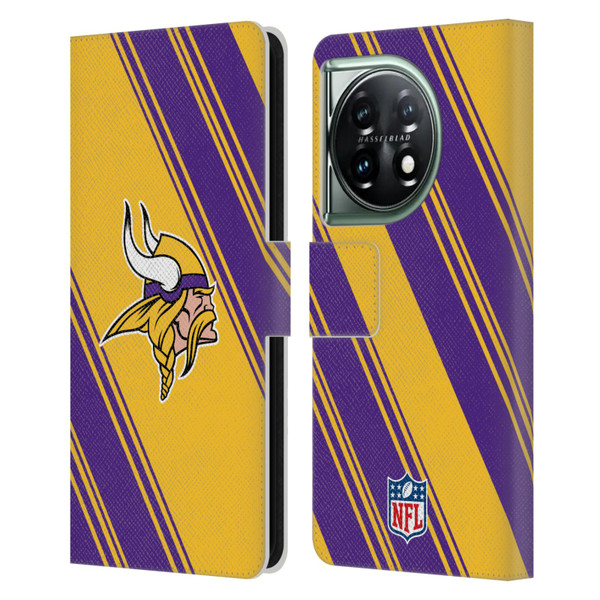 NFL Minnesota Vikings Artwork Stripes Leather Book Wallet Case Cover For OnePlus 11 5G