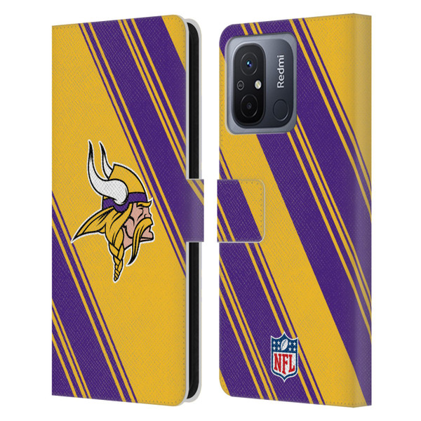 NFL Minnesota Vikings Artwork Stripes Leather Book Wallet Case Cover For Xiaomi Redmi 12C