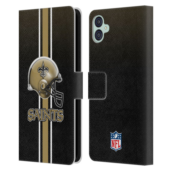 NFL New Orleans Saints Logo Helmet Leather Book Wallet Case Cover For Samsung Galaxy M04 5G / A04e