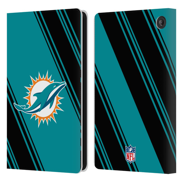 NFL Miami Dolphins Artwork Stripes Leather Book Wallet Case Cover For Amazon Fire 7 2022