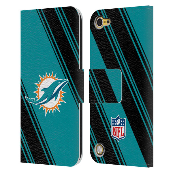 NFL Miami Dolphins Artwork Stripes Leather Book Wallet Case Cover For Apple iPod Touch 5G 5th Gen