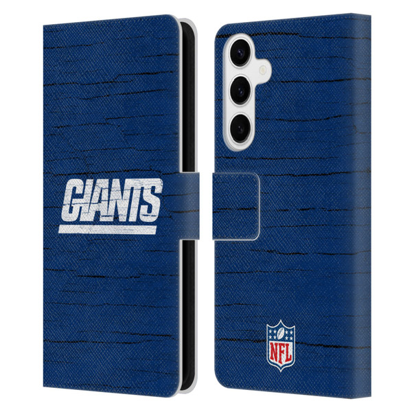 NFL New York Giants Logo Distressed Look Leather Book Wallet Case Cover For Samsung Galaxy S24+ 5G