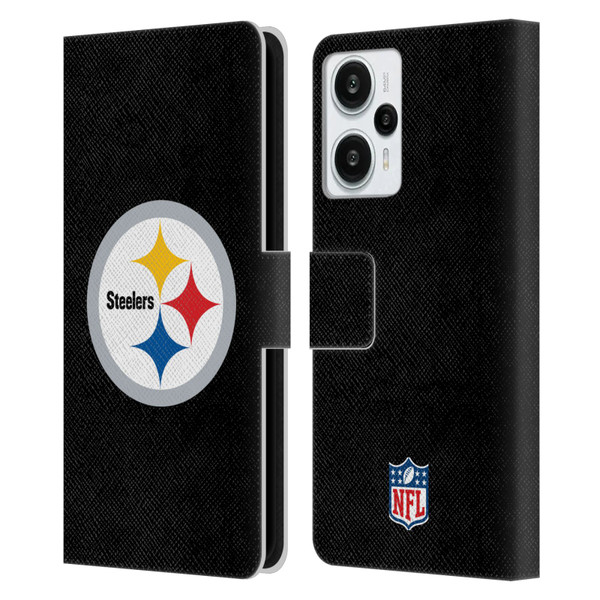 NFL Pittsburgh Steelers Logo Plain Leather Book Wallet Case Cover For Xiaomi Redmi Note 12T