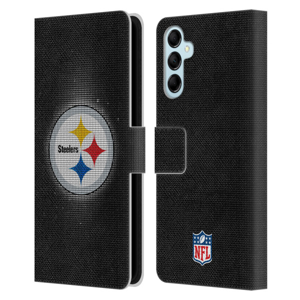 NFL Pittsburgh Steelers Artwork LED Leather Book Wallet Case Cover For Samsung Galaxy M14 5G
